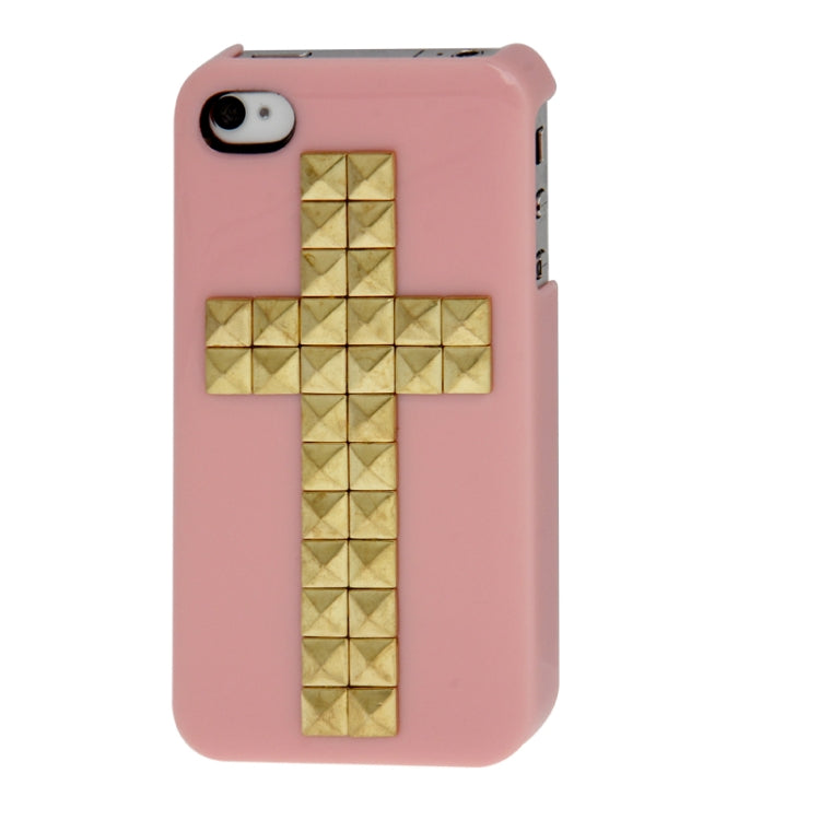 Cross Pattern Diamond Rivet Style Plastic Protective Case for iPhone 4 & 4S