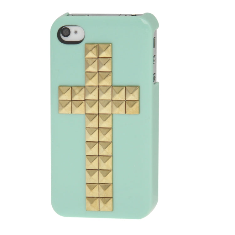 Cross Pattern Diamond Rivet Style Plastic Protective Case for iPhone 4 & 4S