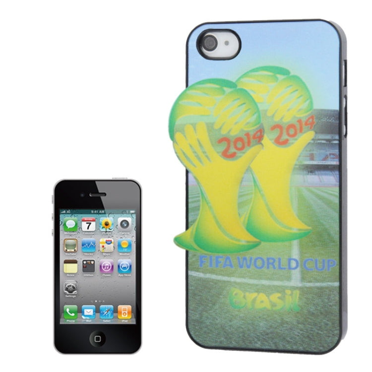 3D Effects Style 2014 Brazil World Cup Pattern Plastic Case for iPhone 4 & 4S