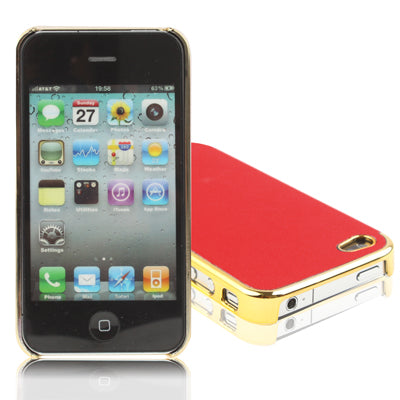 Plating + Leather Skinning Plastic Case for iPhone 4 & 4S / iPhone 4 (CDMA),