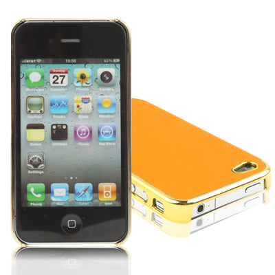 Plating + Leather Skinning Plastic Case for iPhone 4 & 4S / iPhone 4 (CDMA),