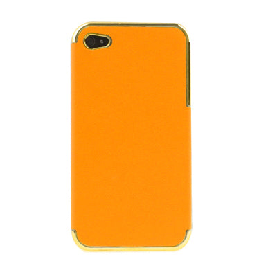 Plating + Leather Skinning Plastic Case for iPhone 4 & 4S / iPhone 4 (CDMA),