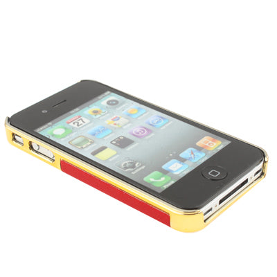 Plating + Leather Skinning Plastic Case for iPhone 4 & 4S / iPhone 4 (CDMA),