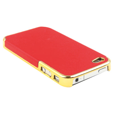 Plating + Leather Skinning Plastic Case for iPhone 4 & 4S / iPhone 4 (CDMA),