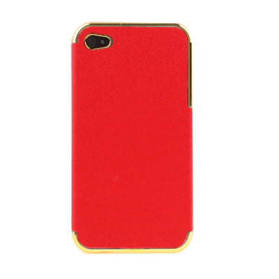 Plating + Leather Skinning Plastic Case for iPhone 4 & 4S / iPhone 4 (CDMA),