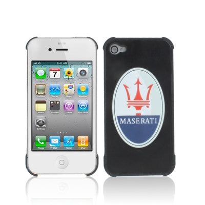 Maserati Style Genuine Leather Coating Hard Plastic Case for iPhone 4
