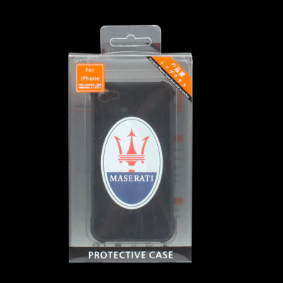 Maserati Style Genuine Leather Coating Hard Plastic Case for iPhone 4