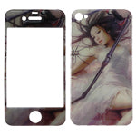Sexy Girls Style Front+Back Cover Crystal Epoxy Sticker for iPhone 4 & 4S