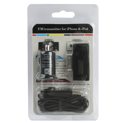 FM Transmitter with Car Charger for iPhone 4 & 4S / 3GS / 3G / iPod(Black)