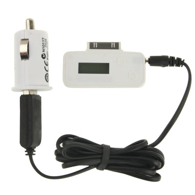 FM Transmitter with Car Charger, For iPhone, Galaxy, Sony, Lenovo, HTC, Huawei, and other Smartphones(White)
