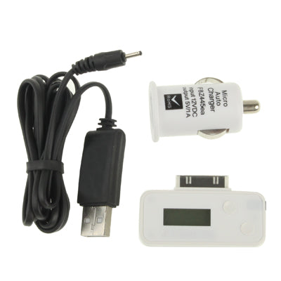 FM Transmitter with Car Charger, For iPhone, Galaxy, Sony, Lenovo, HTC, Huawei, and other Smartphones(White)