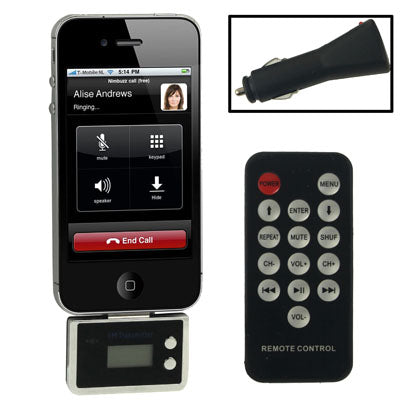 Mini FM Transmitter with Car Charger for iPhone 4 & 4S / 3GS / 3G / iPod, Transmission Distance: 5m(Black)
