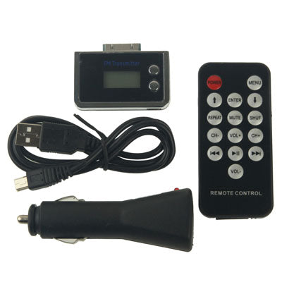 Mini FM Transmitter with Car Charger for iPhone 4 & 4S / 3GS / 3G / iPod, Transmission Distance: 5m(Black)