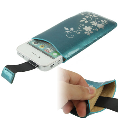 Flower Style Leather Case with Pull Tab for iPhone 4 & 4S