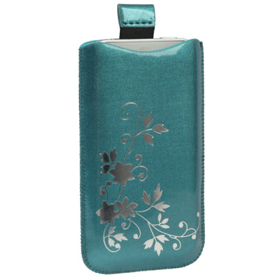 Flower Style Leather Case with Pull Tab for iPhone 4 & 4S