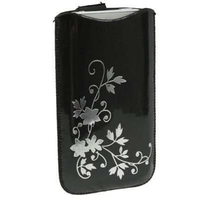 Flower Style Leather Case with Pull Tab for iPhone 4 & 4S