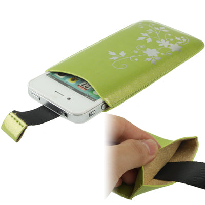 Flower Style Leather Case with Pull Tab for iPhone 4 & 4S