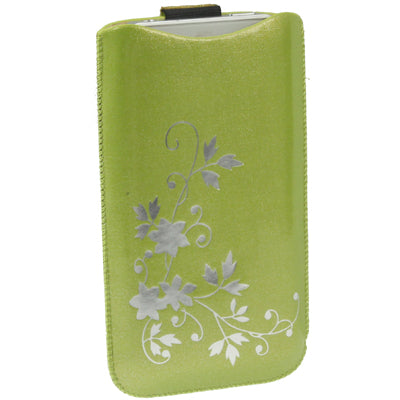 Flower Style Leather Case with Pull Tab for iPhone 4 & 4S