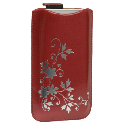 Flower Style Leather Case with Pull Tab for iPhone 4 & 4S