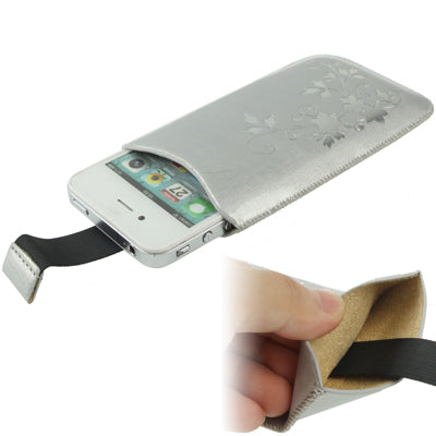 Flower Style Leather Case with Pull Tab for iPhone 4 & 4S