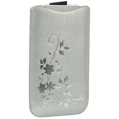Flower Style Leather Case with Pull Tab for iPhone 4 & 4S