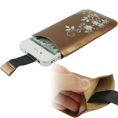 Flower Style Leather Case with Pull Tab for iPhone 4 & 4S