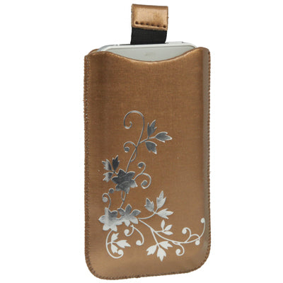 Flower Style Leather Case with Pull Tab for iPhone 4 & 4S