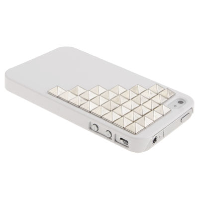 Stair Diamond Style Silver Rivet Plastic Protective Case for iPhone 4 & 4S