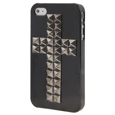 Calvaire Diamond Style Black Rivet Plastic Protective Case for iPhone 4 & 4S