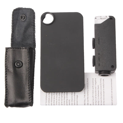 60X-100X Zoom Power Digital Microscope Lens with Back Cover for iPhone4 & 4S(Black)