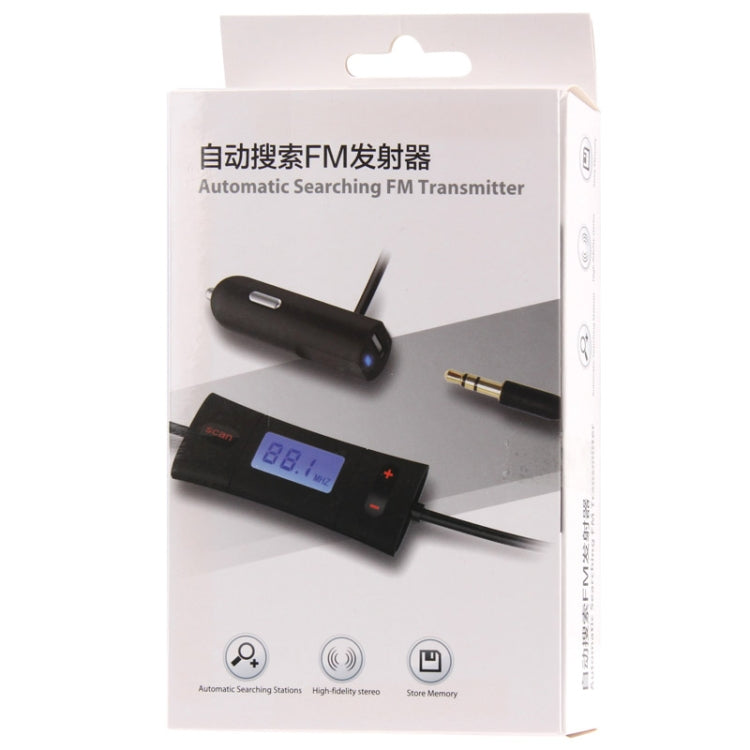 Automatic Searching FM Transmitter, Radio Transmitter Wireless FM with 3.5mm Jack USB Car Charger, For iPhone, Galaxy, Huawei, Xiaomi, LG, HTC and Other Smart Phones(Black)