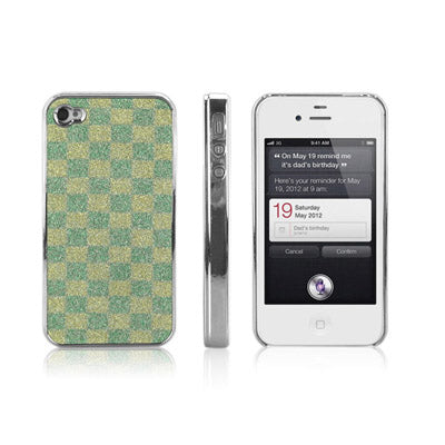 ENKAY Shimmering Powder Grid Pattern Plating Skinning Plastic Case Cover for iPhone 4 & 4S(Green)