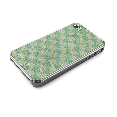 ENKAY Shimmering Powder Grid Pattern Plating Skinning Plastic Case Cover for iPhone 4 & 4S(Green)