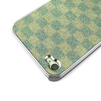 ENKAY Shimmering Powder Grid Pattern Plating Skinning Plastic Case Cover for iPhone 4 & 4S(Green)