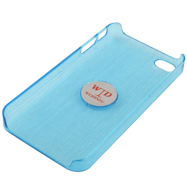 WUBENFU Series Detachable Leather Clothing Keyring Wood Texture Transparent Plastic Case with Leopard Phone Neck Rope for iPhone 4 & 4S