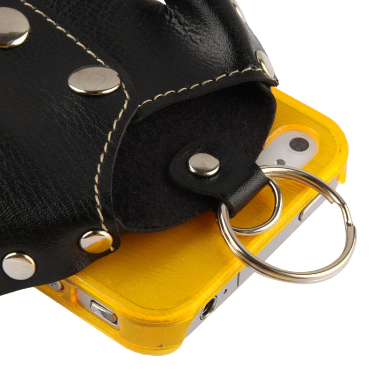 WUBENFU Series Detachable Leather Clothing Keyring Wood Texture Transparent Plastic Case with Leopard Phone Neck Rope for iPhone 4 & 4S
