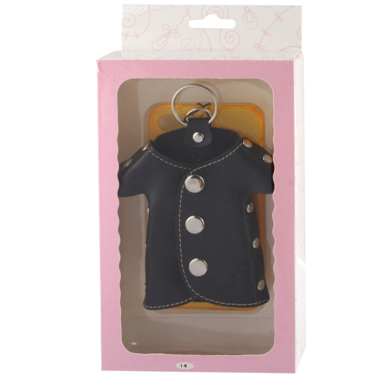 WUBENFU Series Detachable Leather Clothing Keyring Wood Texture Transparent Plastic Case with Leopard Phone Neck Rope for iPhone 4 & 4S