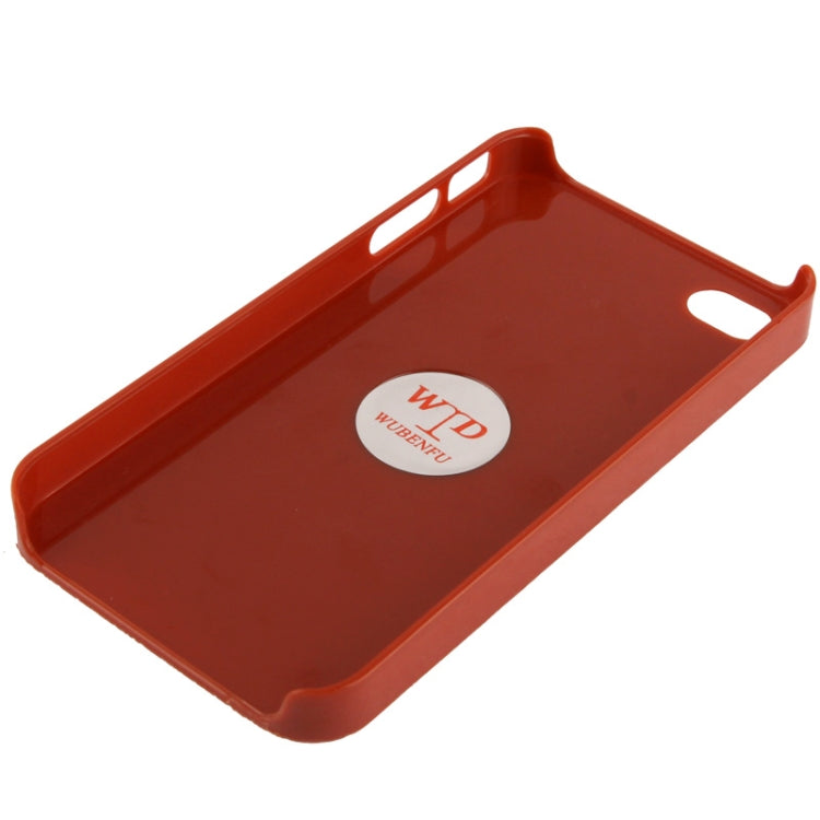 WUBENFU Series Detachable Leather Clothing Keyring Wood Texture Plastic Case with Leopard Phone Neck Rope for iPhone 4 & 4S