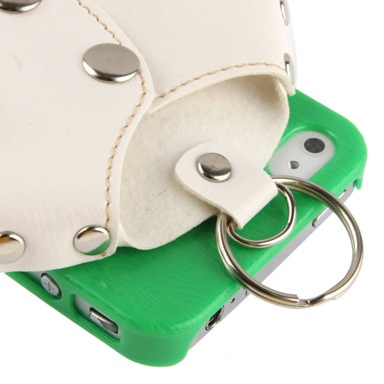 WUBENFU Series Detachable Leather Clothing Keyring Wood Texture Plastic Case with Leopard Phone Neck Rope for iPhone 4 & 4S