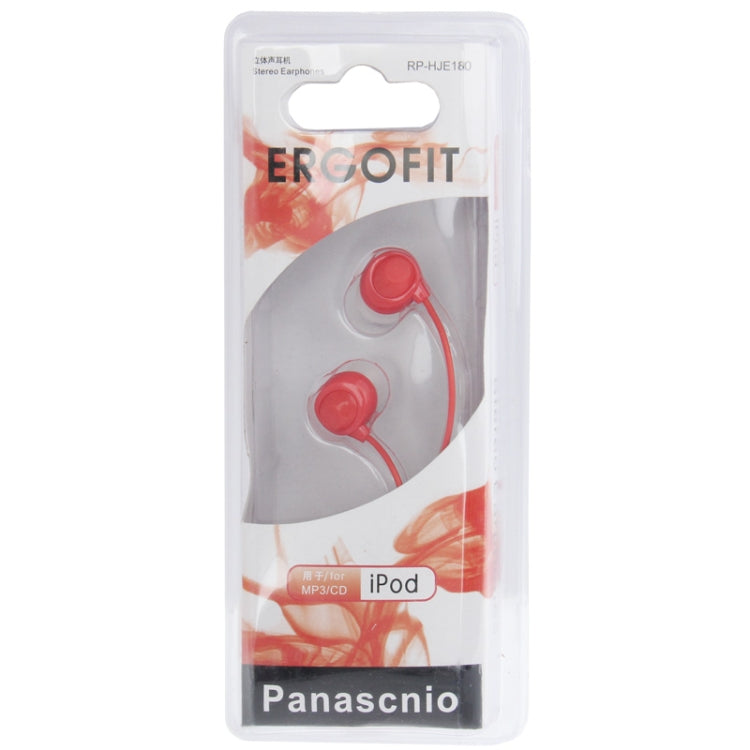 Panascnio RP-HJE180 ERGO FIT Tragus Hold Design Stereo Earphone without Headset Mic for iPod / iPad / MP3 /CD, Length : 1.2m(Red)
