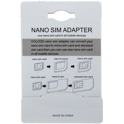 2 in 1 Volcoo Nano SIM Card to Micro SIM Card Adapter +  Nano SIM Card to Standard Sim Card Adapter
