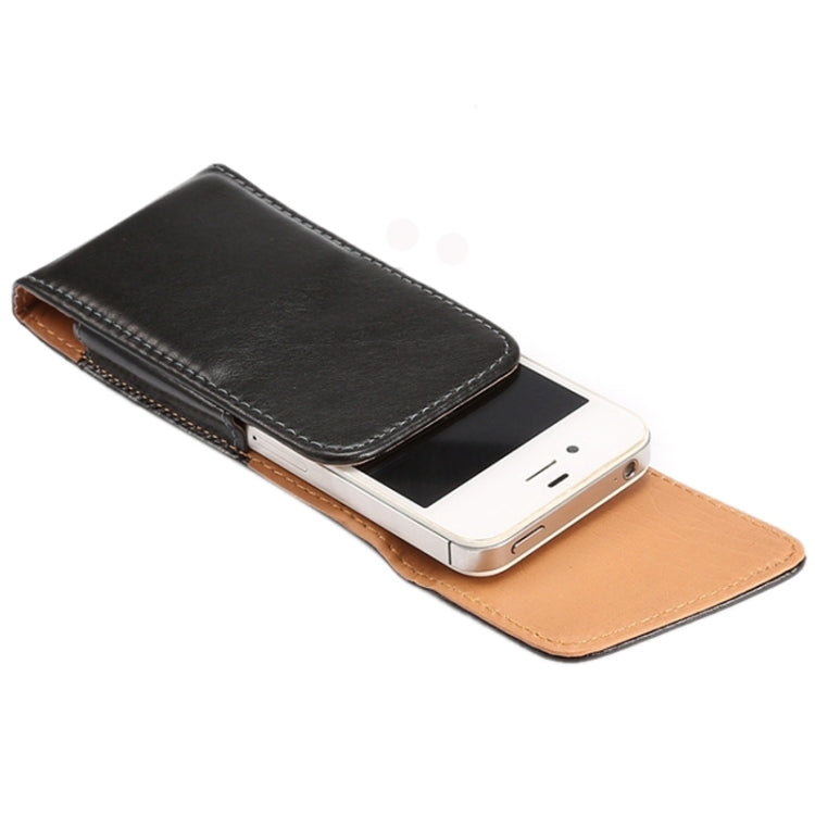 3.5 Inch Universal Lambskin Texture Vertical Flip Leather Case / Waist Bag with Rotatable Back Splint for iPhone 4 & 4S & 3