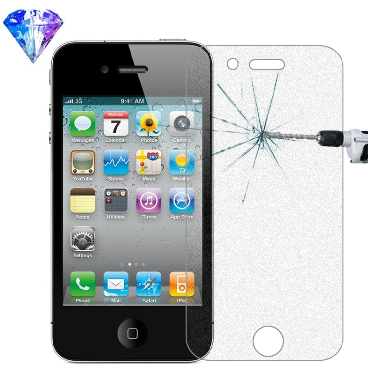 Silver Diamond 0.26mm 9H+ Surface Hardness 2.5D Explosion-proof Tempered Glass Film for iPhone 4