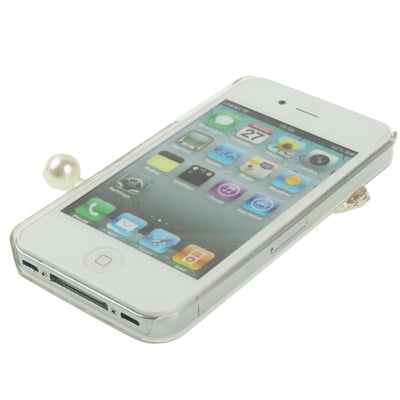 3D Butterfly Pearl Diamond Encrusted Crystal Skin Cover Case for iPhone 4 & 4S(Transparent)