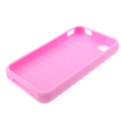 Non-slip Striated Texture Silicon Protected Case for iPhone 4 & 4S(Pink)