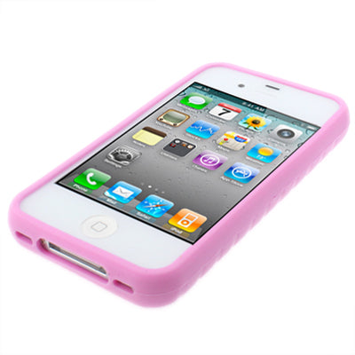 Non-slip Striated Texture Silicon Protected Case for iPhone 4 & 4S(Pink)
