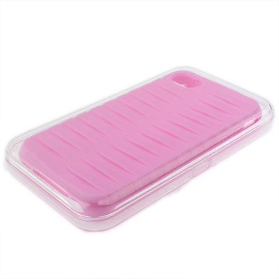 Non-slip Striated Texture Silicon Protected Case for iPhone 4 & 4S(Pink)