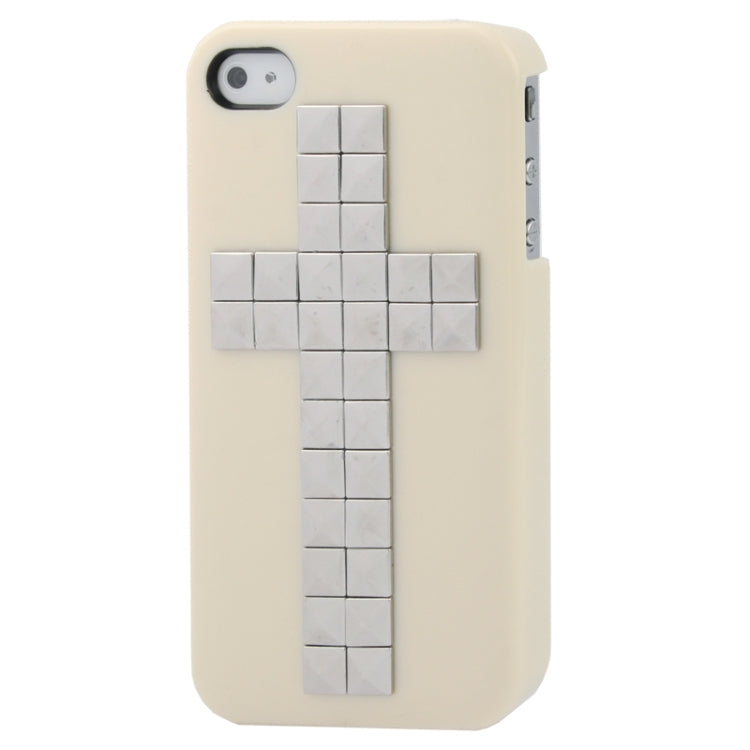 Silver Cross Rivet Plastic Protective Case for iPhone 4 & 4S