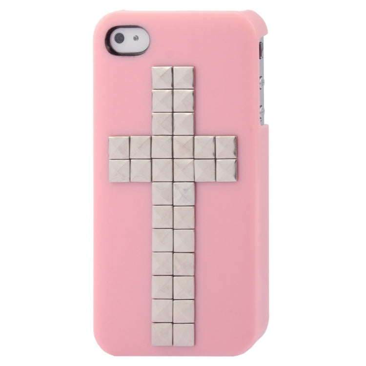 Silver Cross Rivet Plastic Protective Case for iPhone 4 & 4S