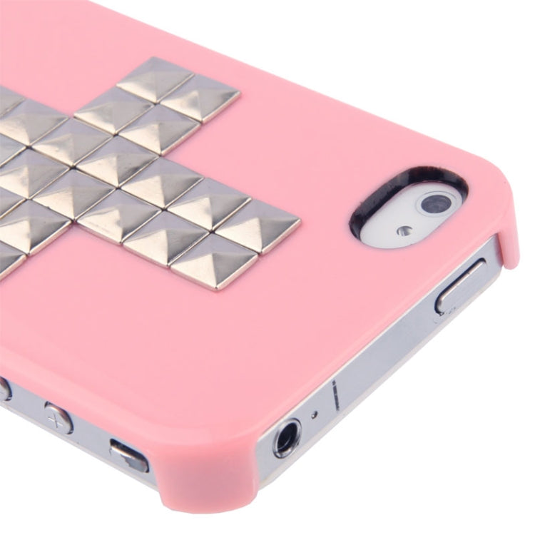 Silver Cross Rivet Plastic Protective Case for iPhone 4 & 4S